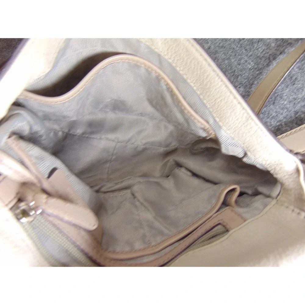 Michael Kors Bedford Flap Crossbody Bag Beige Pebbled Leather 30T6TE2M3L‎ Tassel